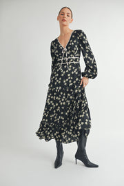 Women's wholesale apparel vendor for boutique shop | V-Neck Long Sleeves Maxi Dress