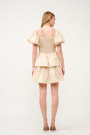 Tiered Puff Sleeve Mini Dress I ABED7638 I SHIP 03/31/25