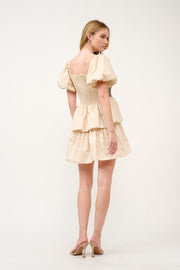 Tiered Puff Sleeve Mini Dress I ABED7638 I SHIP 03/31/25