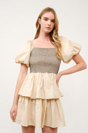 Tiered Puff Sleeve Mini Dress I ABED7638 I SHIP 03/31/25