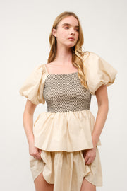 Tiered Puff Sleeve Mini Dress I ABED7638 I SHIP 03/31/25