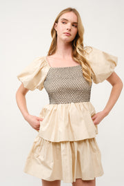 Tiered Puff Sleeve Mini Dress I ABED7638 I SHIP 03/31/25