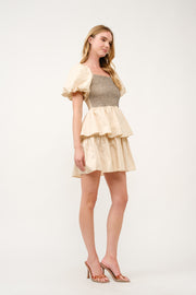 Tiered Puff Sleeve Mini Dress I ABED7638 I SHIP 03/31/25