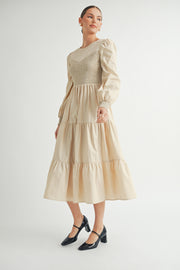 Smocked Bodice Midi Dress I ABED7641 I SHIP:TBD