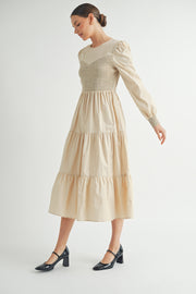 Smocked Bodice Midi Dress I ABED7641 I SHIP:TBD