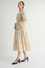Smocked Bodice Midi Dress I ABED7641 I SHIP:TBD
