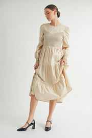 Smocked Bodice Midi Dress I ABED7641 I SHIP:TBD