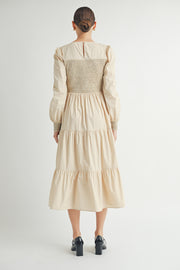 Smocked Bodice Midi Dress I ABED7641 I SHIP:TBD