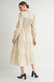 Smocked Bodice Midi Dress I ABED7641 I SHIP:TBD