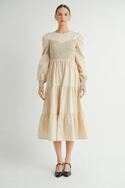 Smocked Bodice Midi Dress I ABED7641 I SHIP:TBD