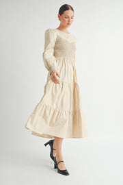 Smocked Bodice Midi Dress I ABED7641 I SHIP:TBD