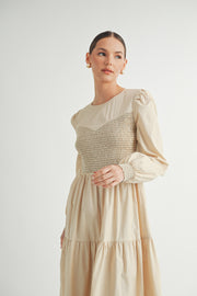 Smocked Bodice Midi Dress I ABED7641 I SHIP:TBD