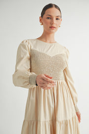 Smocked Bodice Midi Dress I ABED7641 I SHIP:TBD