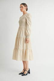 Smocked Bodice Midi Dress I ABED7641 I SHIP:TBD