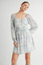 Load image into Gallery viewer, Women&#39;s wholesale apparel brand for qoutique | Long Sleeves with Smocked Waist Mini Dress&nbsp;
