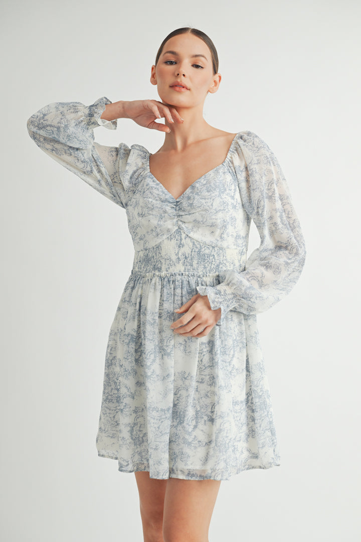 Women's wholesale apparel brand for qoutique | Long Sleeves with Smocked Waist Mini Dress&nbsp;