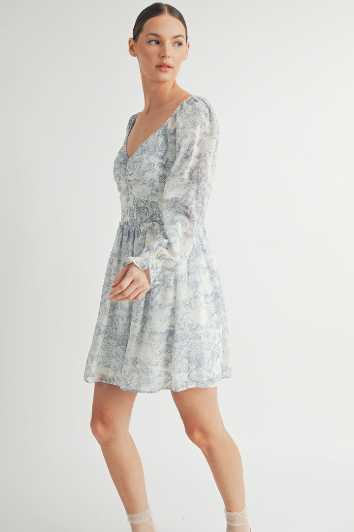 Women's wholesale apparel brand for qoutique | Long Sleeves with Smocked Waist Mini Dress&nbsp;