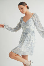 Load image into Gallery viewer, Women&#39;s wholesale apparel brand for qoutique | Long Sleeves with Smocked Waist Mini Dress&nbsp;
