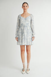 Women's wholesale apparel brand for boutique | Long Sleeves with Smocked Waist Mini Dress 