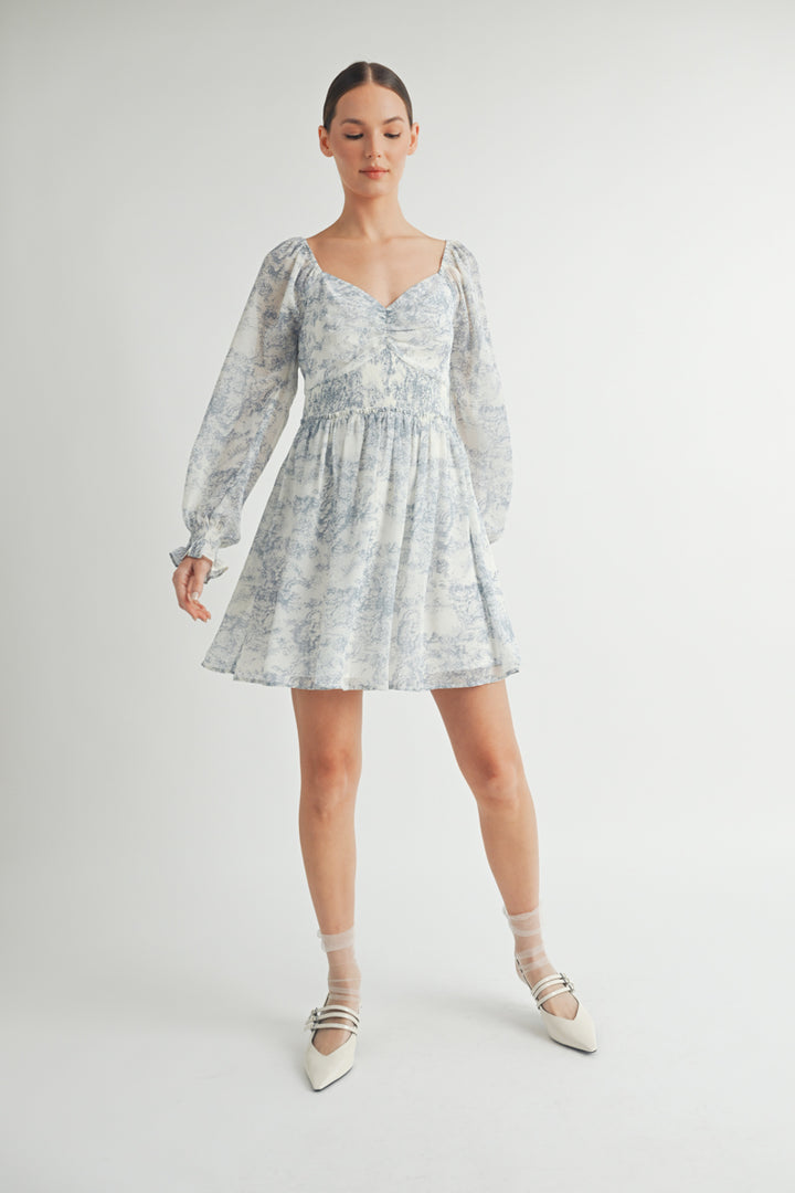Women's wholesale apparel brand for qoutiqbe | Long Sleeves with Smocked Waist Mini Dress&nbsp;
