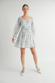 Women's wholesale apparel brand for qoutiqbe | Long Sleeves with Smocked Waist Mini Dress 