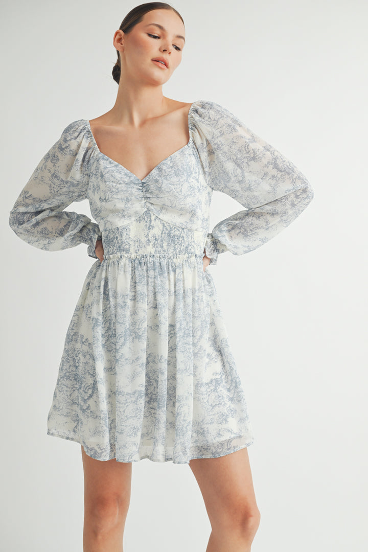 Women's wholesale apparel brand for qoutique | Long Sleeves with Smocked Waist Mini Dress&nbsp;