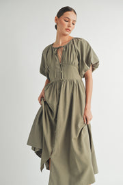 Button Front Cotton Midi Dress I ABED7656 I SHIP : TBD