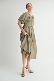 Button Front Cotton Midi Dress I ABED7656 I SHIP : TBD