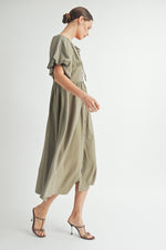Load image into Gallery viewer, Button Front Cotton Midi Dress I ABED7656 I SHIP : TBD
