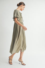 Button Front Cotton Midi Dress I ABED7656 I SHIP : TBD