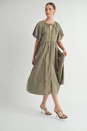 Button Front Cotton Midi Dress I ABED7656 I SHIP : TBD