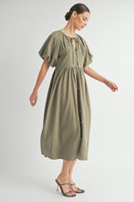 Load image into Gallery viewer, Button Front Cotton Midi Dress I ABED7656 I SHIP : TBD
