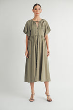 Load image into Gallery viewer, Button Front Cotton Midi Dress I ABED7656 I SHIP : TBD
