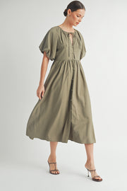 Button Front Cotton Midi Dress I ABED7656 I SHIP : TBD