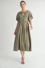 Button Front Cotton Midi Dress I ABED7656 I SHIP : TBD