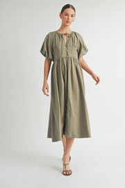 Button Front Cotton Midi Dress I ABED7656 I SHIP : TBD