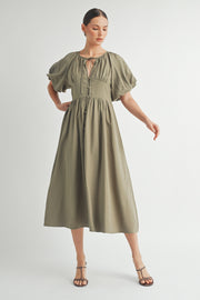 Button Front Cotton Midi Dress I ABED7656 I SHIP : TBD