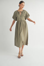 Load image into Gallery viewer, Button Front Cotton Midi Dress I ABED7656 I SHIP : TBD
