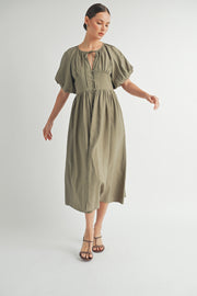 Button Front Cotton Midi Dress I ABED7656 I SHIP : TBD