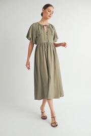 Button Front Cotton Midi Dress I ABED7656 I SHIP : TBD