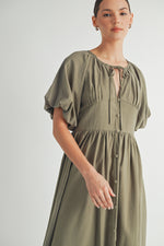 Load image into Gallery viewer, Button Front Cotton Midi Dress I ABED7656 I SHIP : TBD
