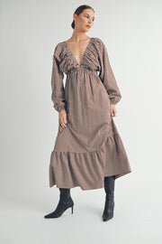 Trendy Fashion wholesale | Long Sleeves V-Neck Midi Dress