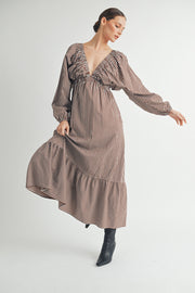 Trendy Fashion wholesale | Long Sleeves V-Neck Midi Dress