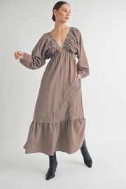 Trendy Fashion wholesale | Long Sleeves V-Neck Midi Dress