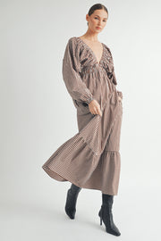 Trendy Fashion wholesale | Long Sleeves V-Neck Midi Dress