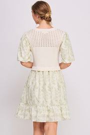 Knit and Woven Combo Mini Dress | ABED7672 | SHIP 03/19/25