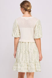 Knit and Woven Combo Mini Dress | ABED7672 | SHIP 03/19/25