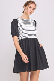 Knit Bodice Detail Mini Dress | ABED7674 Taupe