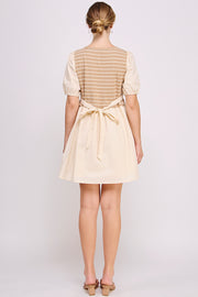 Knit Bodice Detail Mini Dress | ABED7674 Taupe