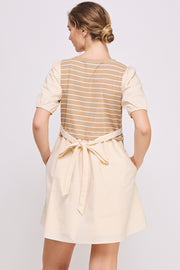 Knit Bodice Detail Mini Dress | ABED7674 Taupe